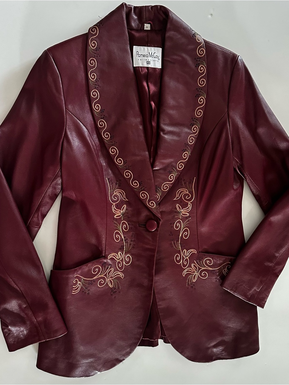 Pamela McCoy Vtg Womens Sz Sm General Leather Boho Hippie Festival Embroidered